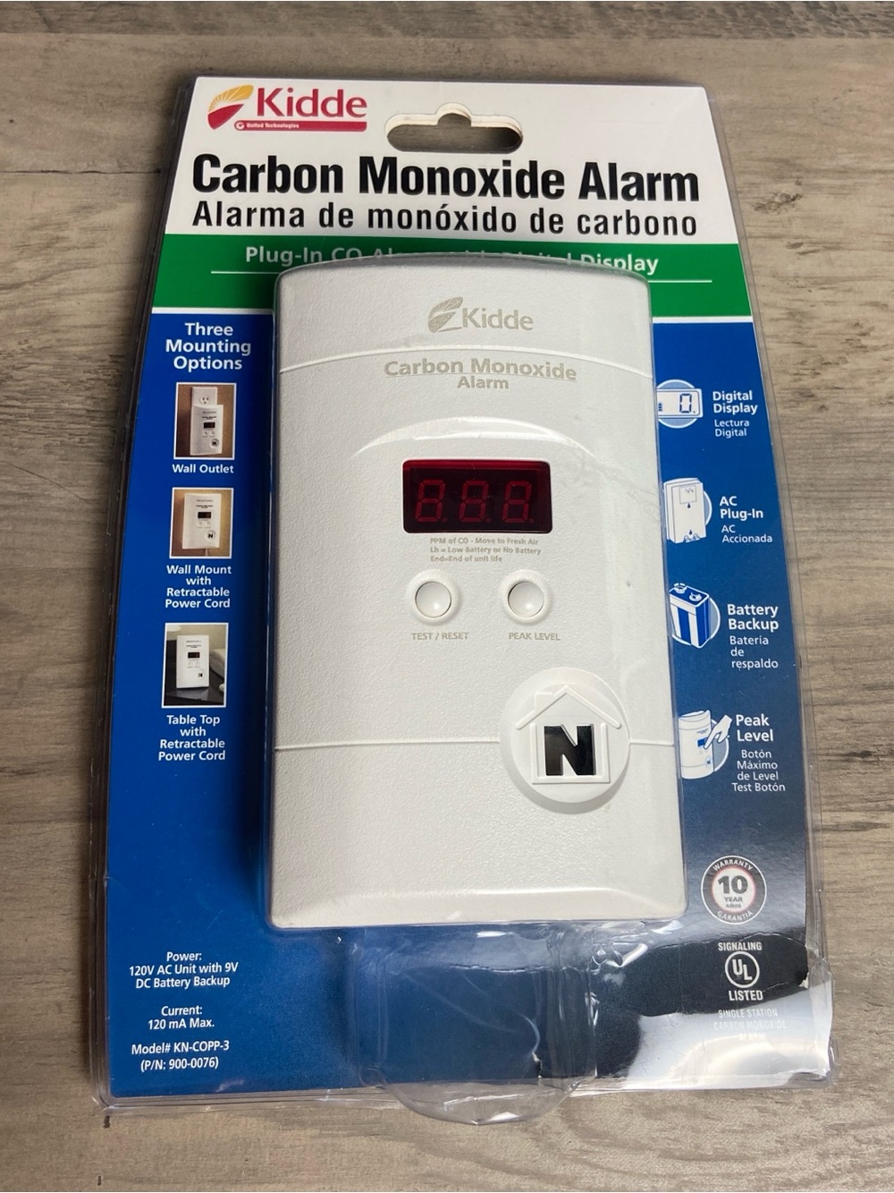 Kidde Carbon Monoxide Alarm | Digital Display Plug in Battery Backup NEW